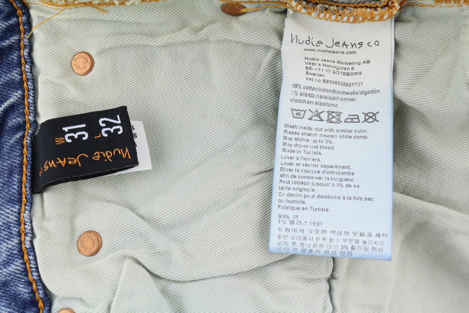 NUDIE JEANS Grim Tim Worn Blues Men Jeans W31/L32 Blue Faded Ripped Distress