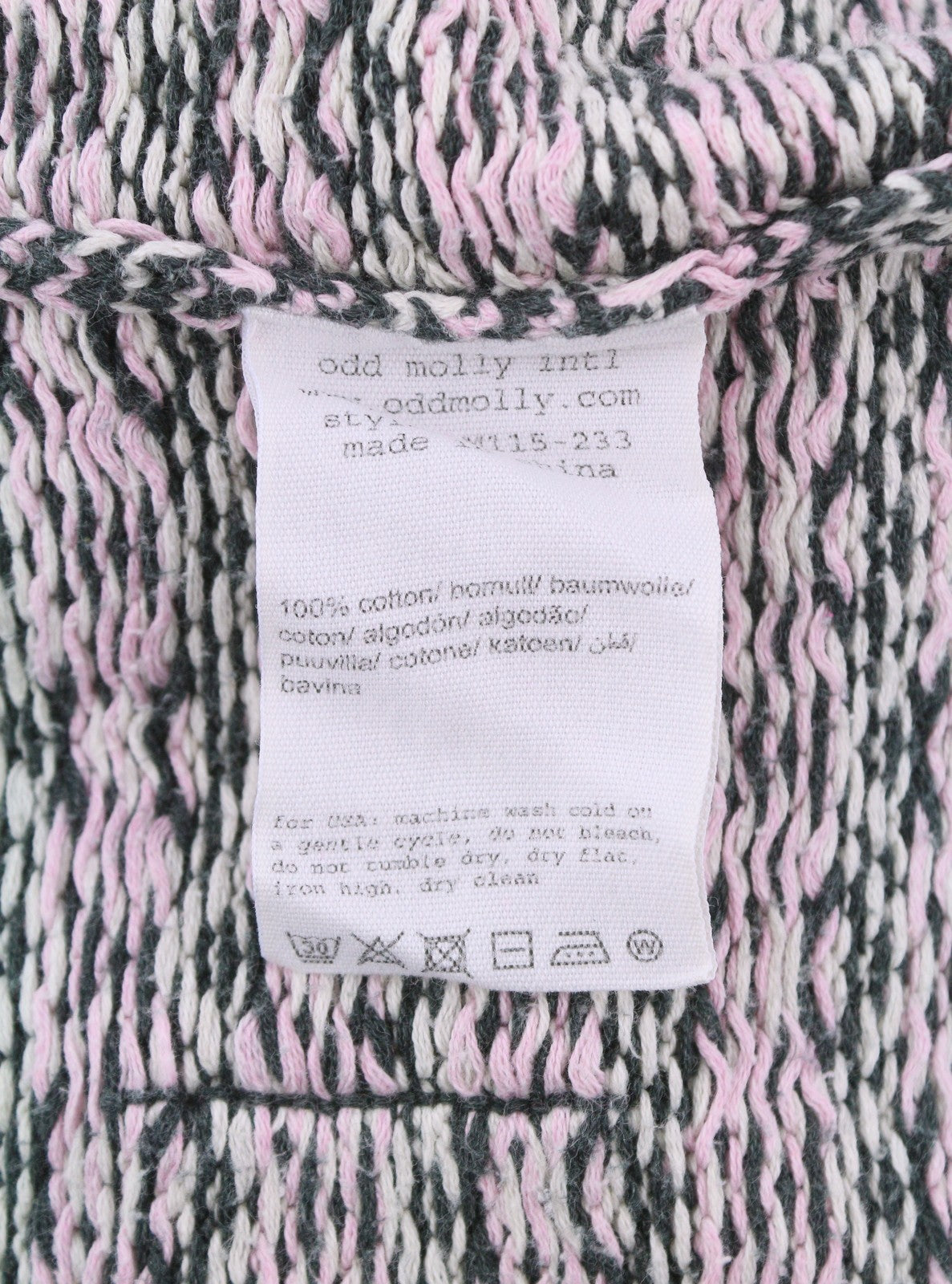 ODD MOLLY M115-233 moteriškas megztinis XS rožinis raštuotas medvilninis megztinis su logotipu 