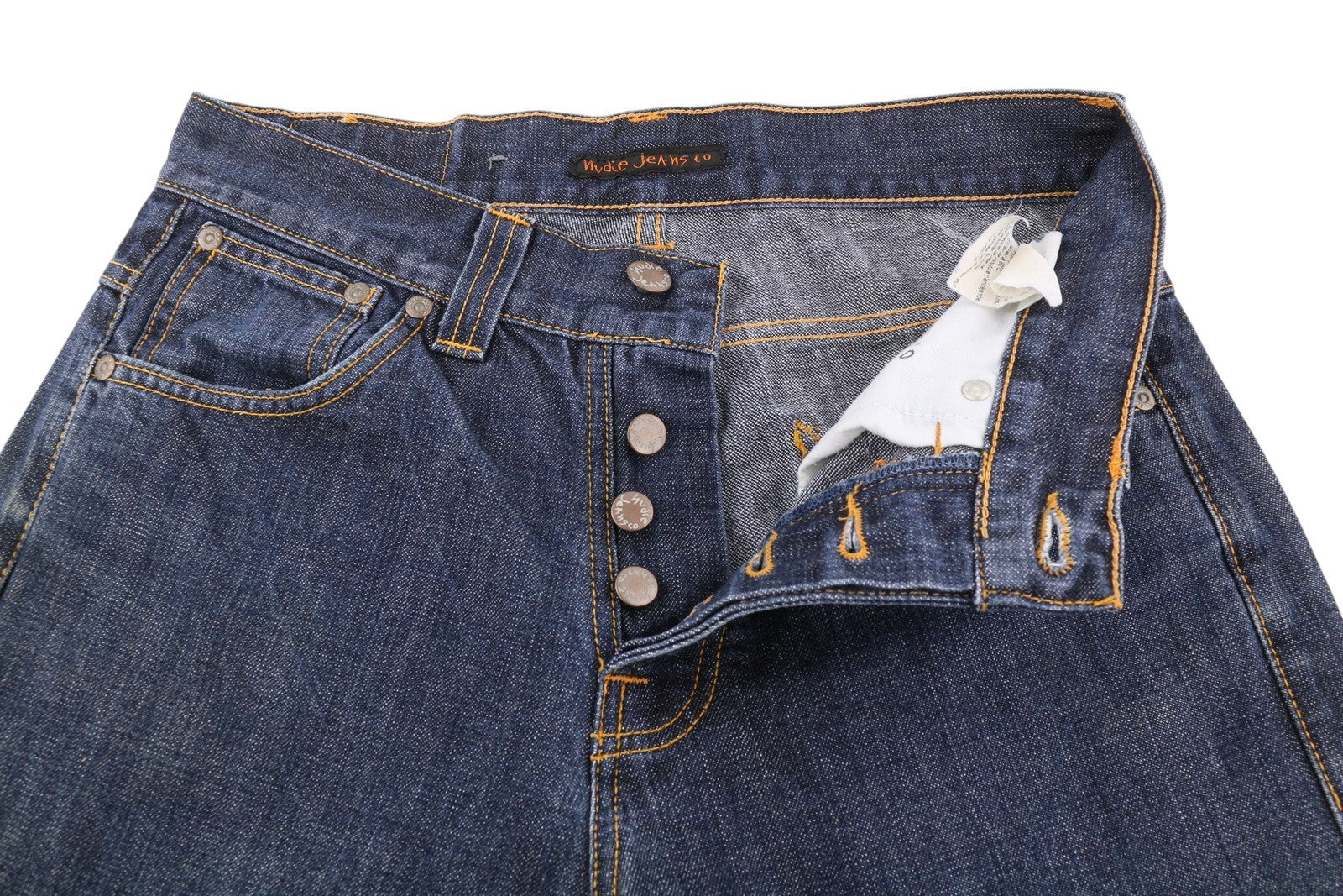 NUDIE JEANS Loose Trank Men Jeans W28/L32 Dark Blue Straight Fit Button Denim