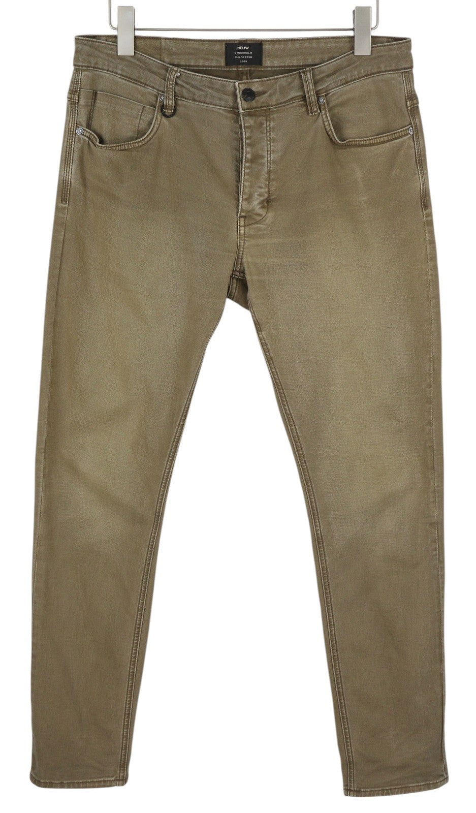 NEUW Lou Slim Men Jeans W32/L32 Brown Fade Effect Button Fly Patch Logo Denim