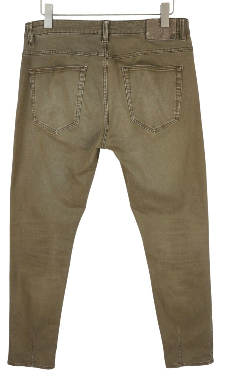 NEUW Lou Slim Men Jeans W32/L32 Brown Fade Effect Button Fly Patch Logo Denim