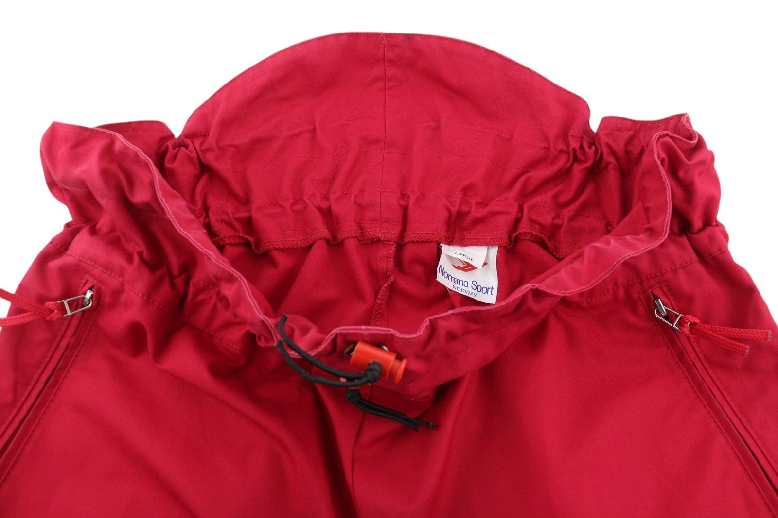 NORRONA Sport vyriškos kelnės L dydžio, raudonos, vintažinės, raišteliu surišamos juosmens, slidinėjimo ir žygio kelnės 