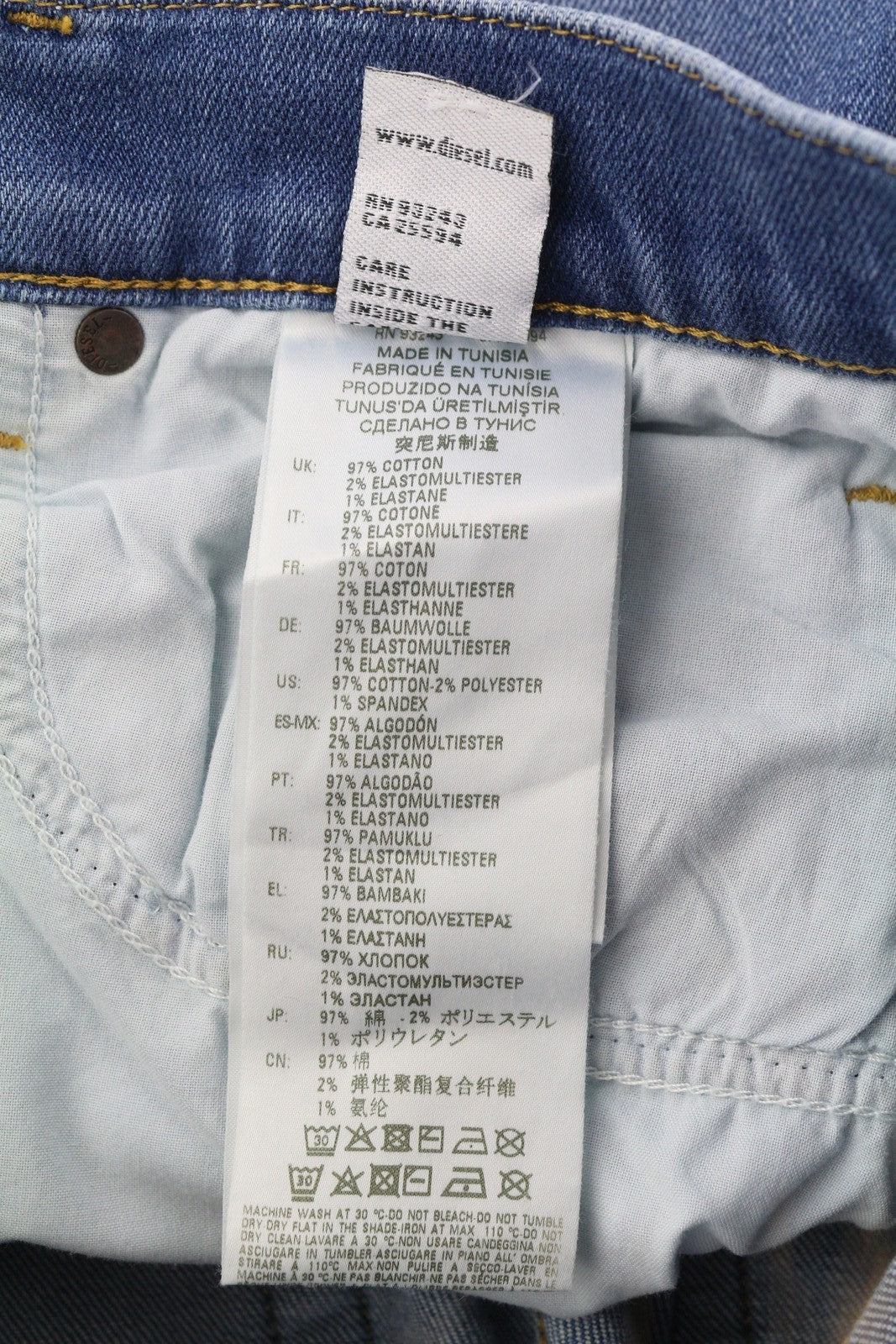 DIESEL Tepphar-X R8XA3 vyriški džinsai W30/L34 Slim Carrot Fit tamprūs, skalbti, blukę 