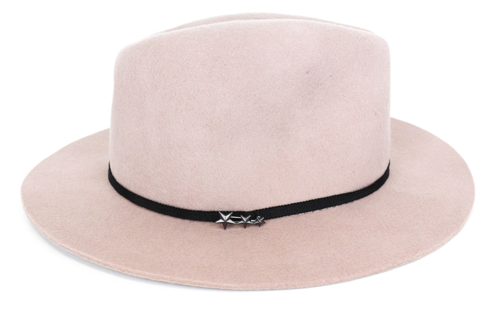 MAISON SCOTCH moteriška skrybėlė OS šviesiai rožinė vilnonė Panama kasdienai su žvaigždžių smeigtukais 