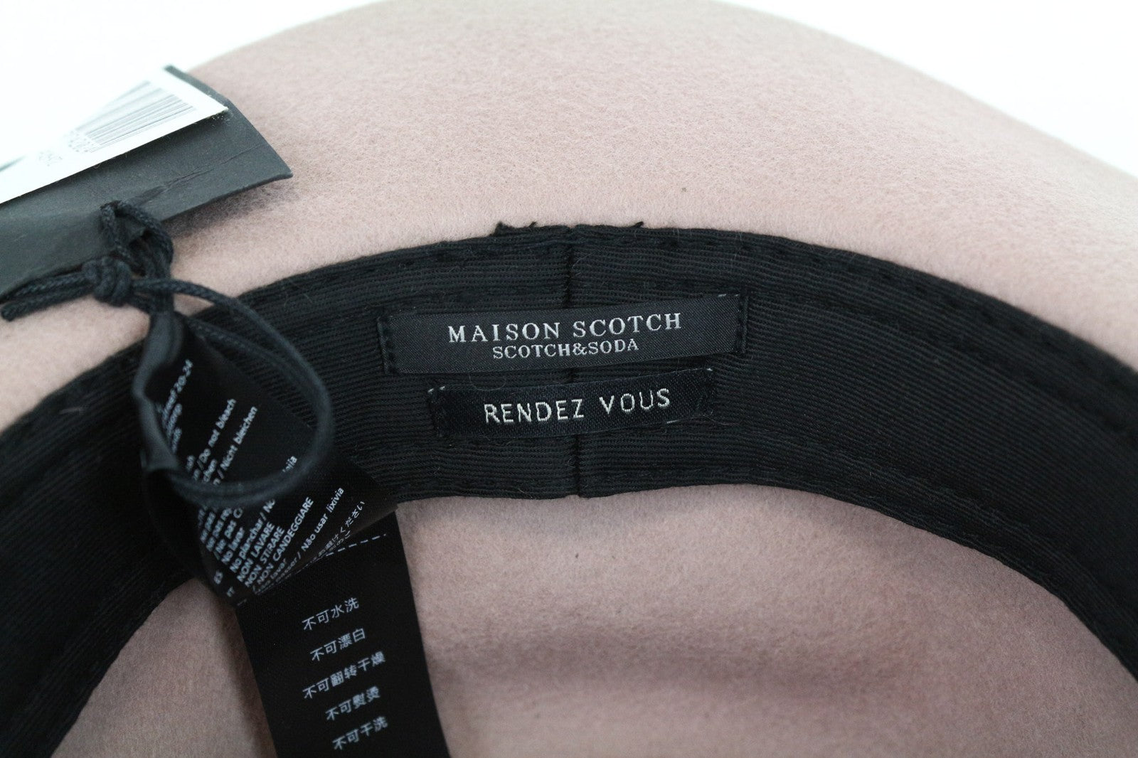 MAISON SCOTCH moteriška skrybėlė OS šviesiai rožinė vilnonė Panama kasdienai su žvaigždžių smeigtukais 