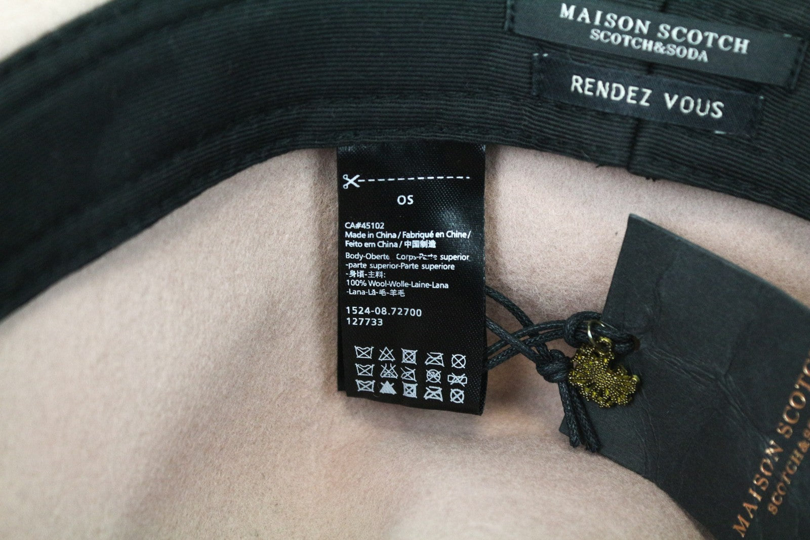 MAISON SCOTCH moteriška skrybėlė OS šviesiai rožinė vilnonė Panama kasdienai su žvaigždžių smeigtukais 