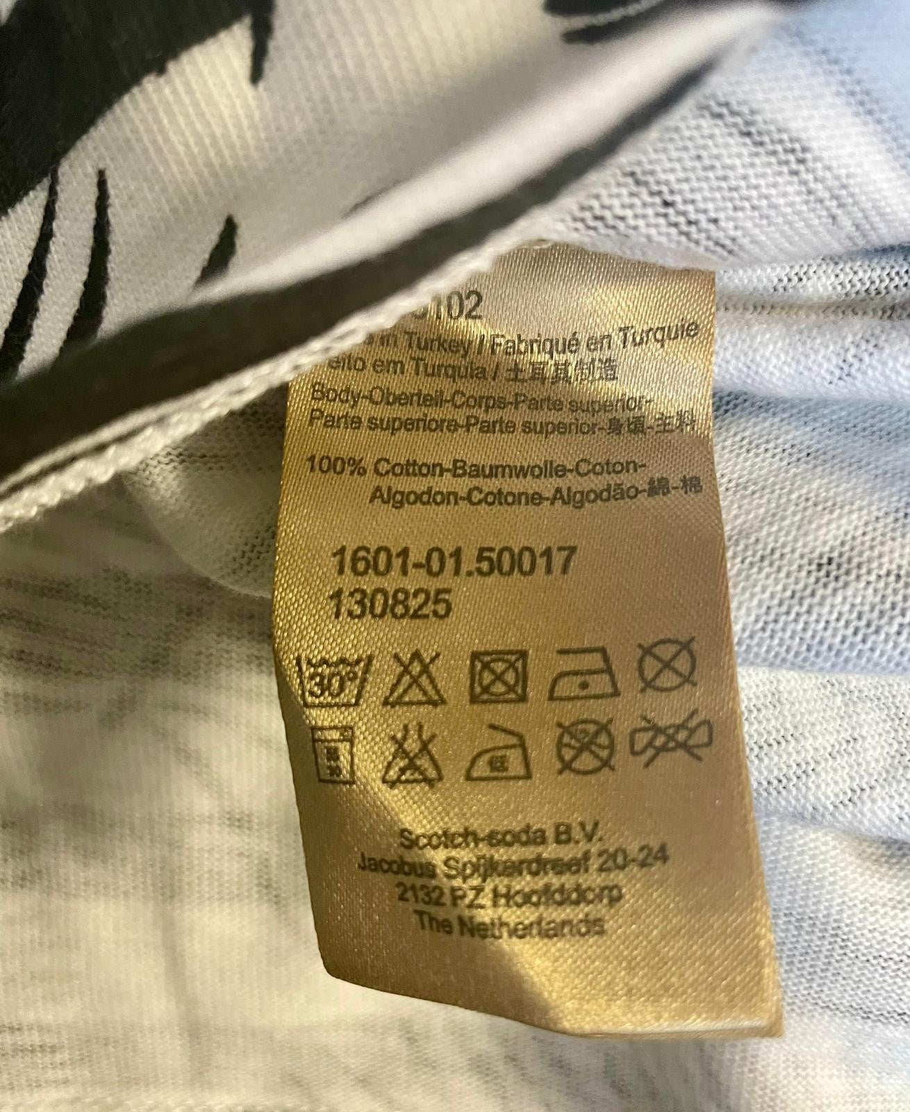 SCOTCH &amp; SODA Ams Couture vyriški marškinėliai M, juodi ir balti, su medvilniniu raštu, megztinis 