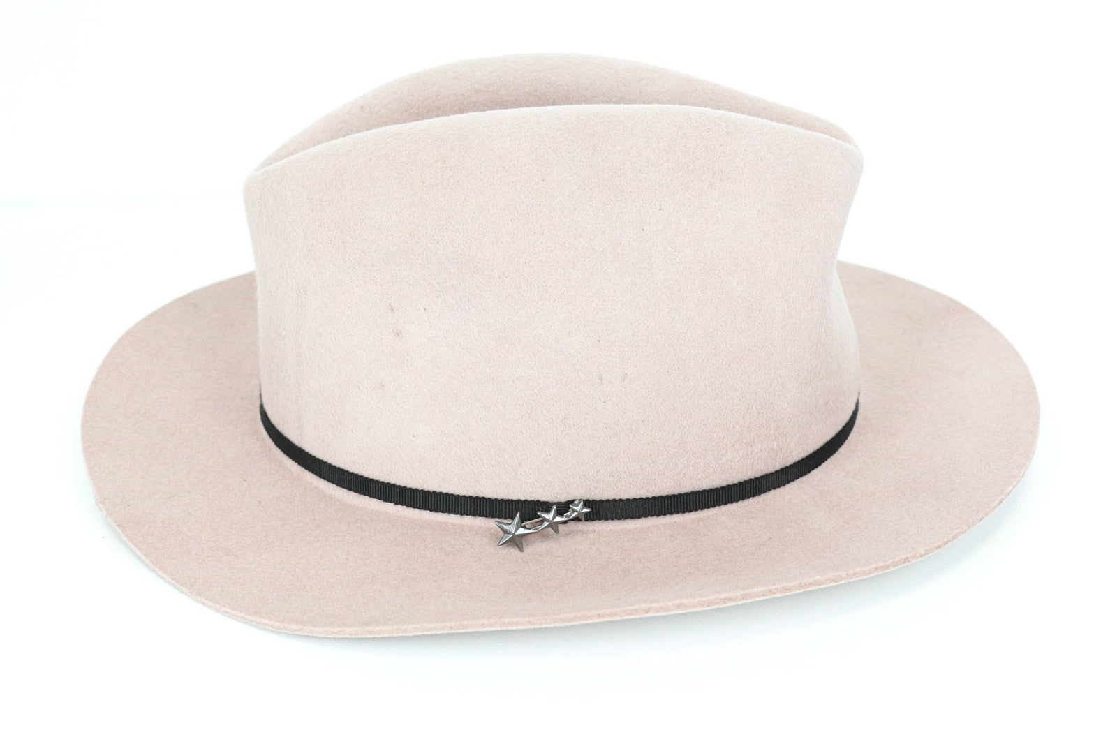 MAISON SCOTCH Women's Hat OS Pink Wool Fedora Casual Style with Star Pin