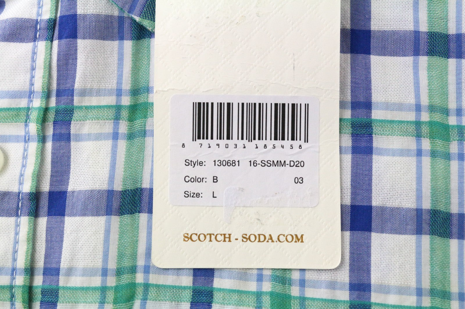 SCOTCH & SODA Ams Couture Men's Shirt L Blue Green Checked Cotton Long Sleeve