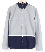 SCOTCH & SODA Ams Couture Men's Shirt S Grey Blue Pure Cotton Long Sleeve