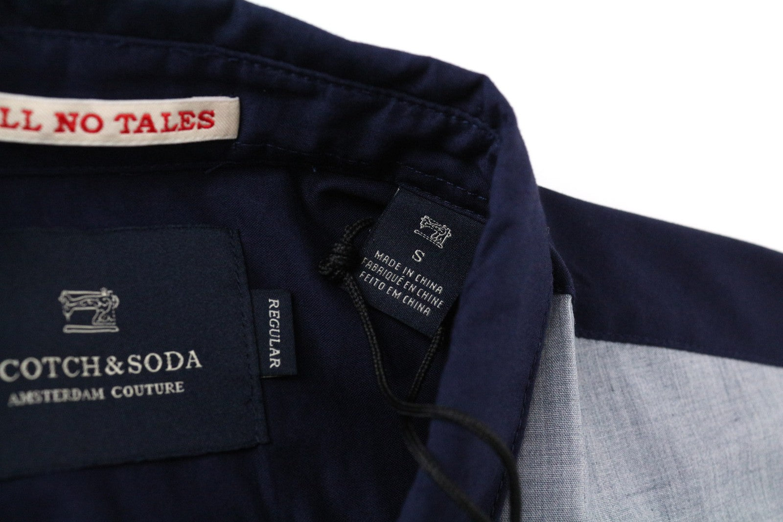 SCOTCH & SODA Ams Couture Men's Shirt S Grey Blue Pure Cotton Long Sleeve