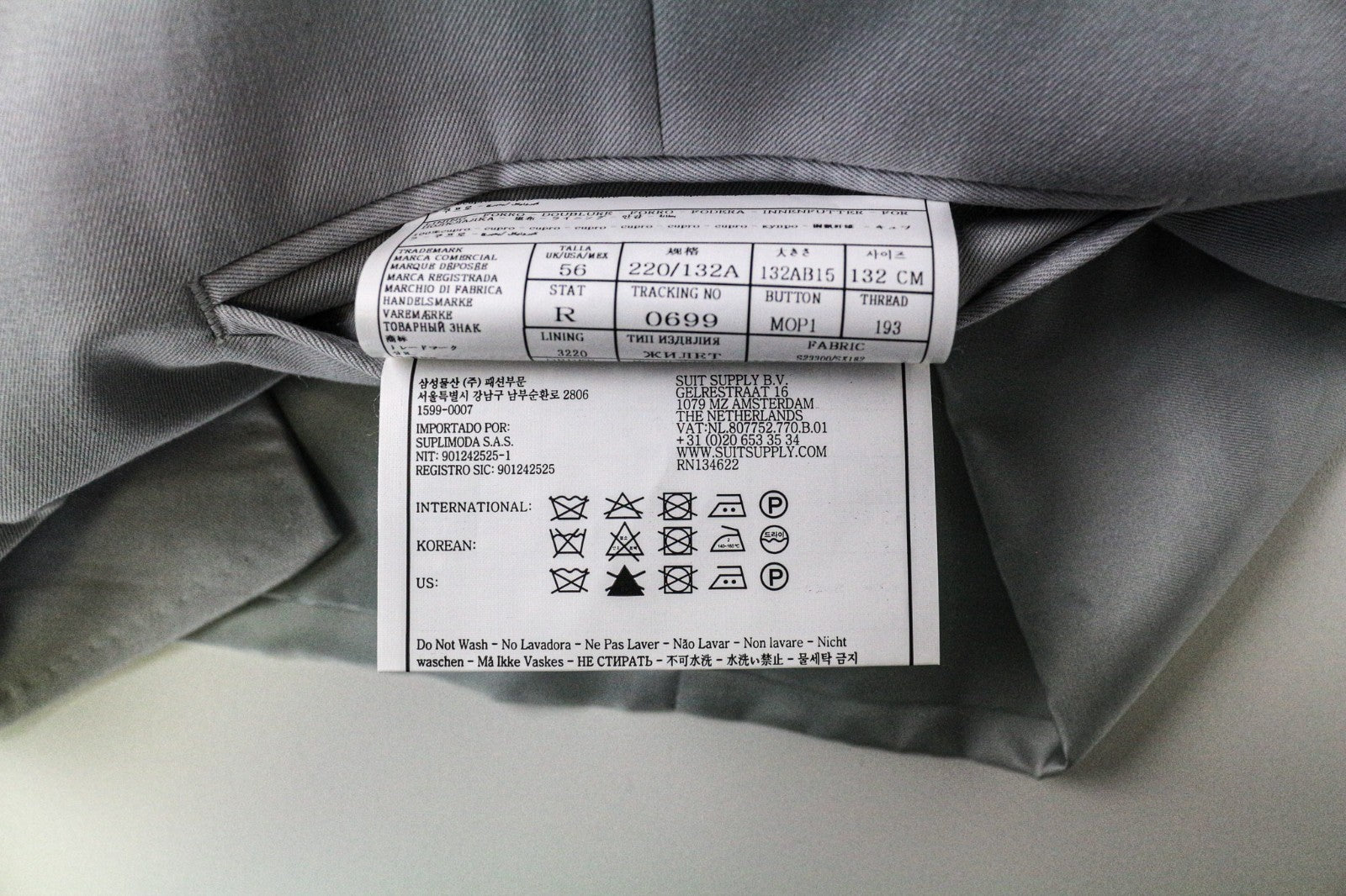 SUITSUPPLY Ferrara Men's Waistcoat UK56R Grey Cotton Cashmere Classic Vest