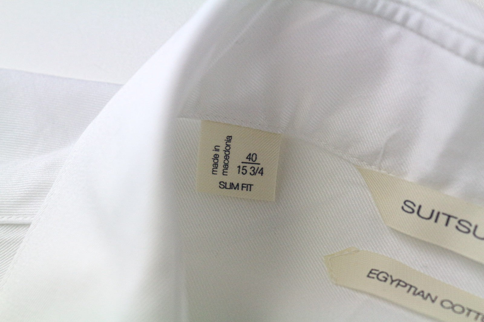 „SUITSUPPLY“ vyriški marškiniai 40/15,75, ploni balti medvilniniai ilgomis rankovėmis oficialūs marškinėliai 