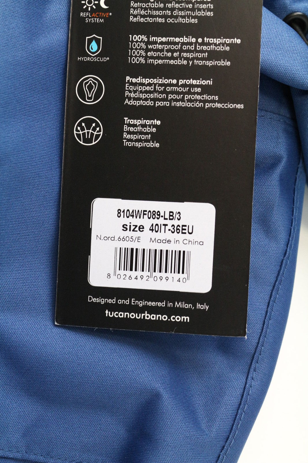 TUCANO URBANO Ire moteriška striukė S mėlyna vandeniui atspari gobtuvas motociklininkui 