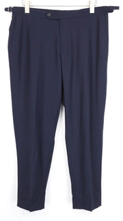 SUITSUPPLY Soho Men's Trousers UK36R Blue Wool Pleated Formal Side Adjusted