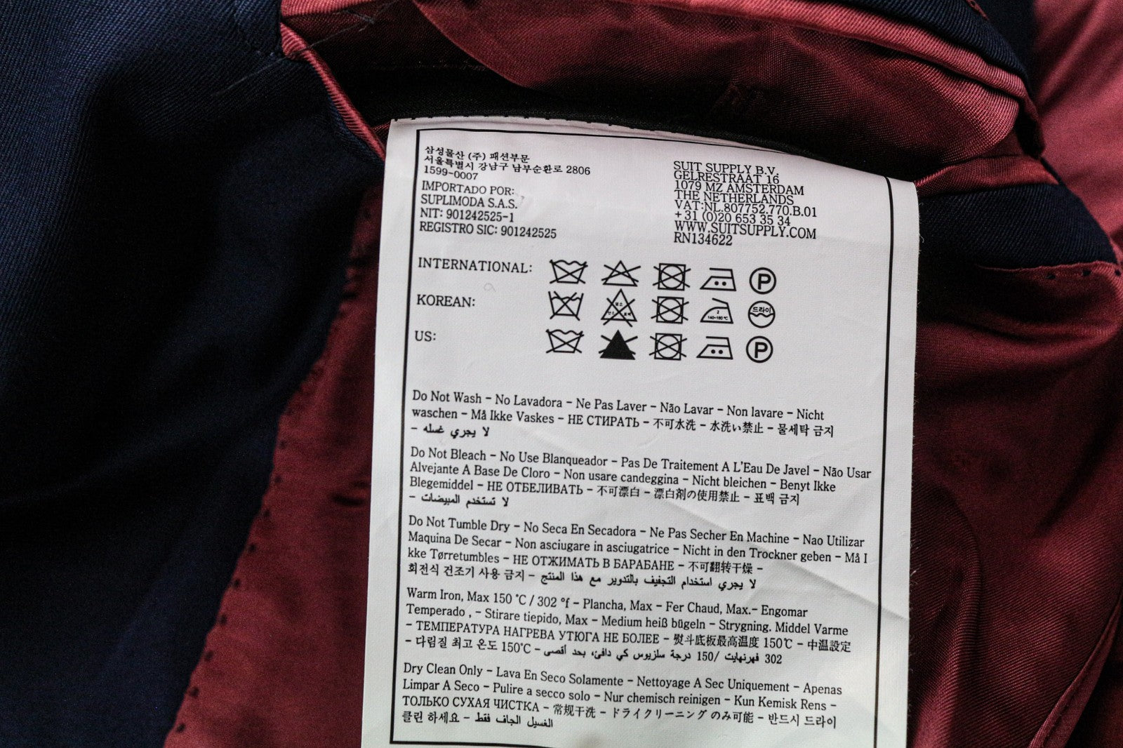 SUITSUPPLY La Spalla Men's Suit UK38R Blue Cotton 2Pc Lined Slim Single Breasted