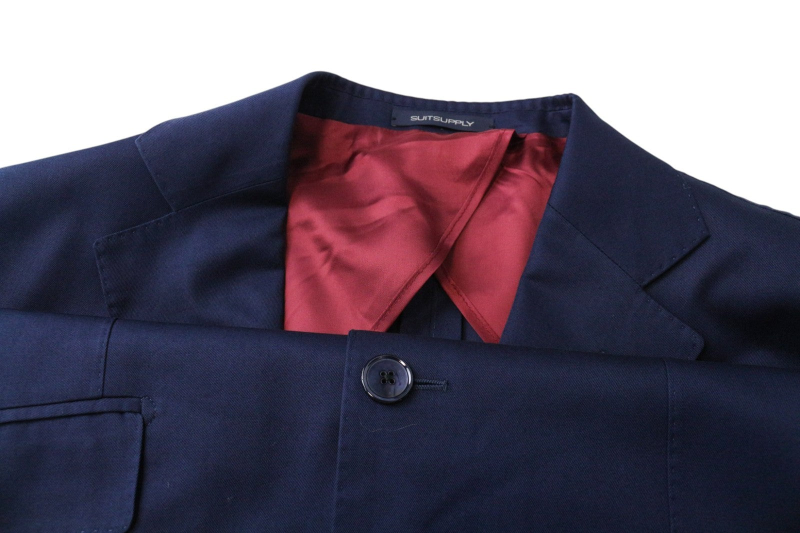 SUITSUPPLY La Spalla Men's Suit UK38R Blue Cotton 2Pc Lined Slim Single Breasted