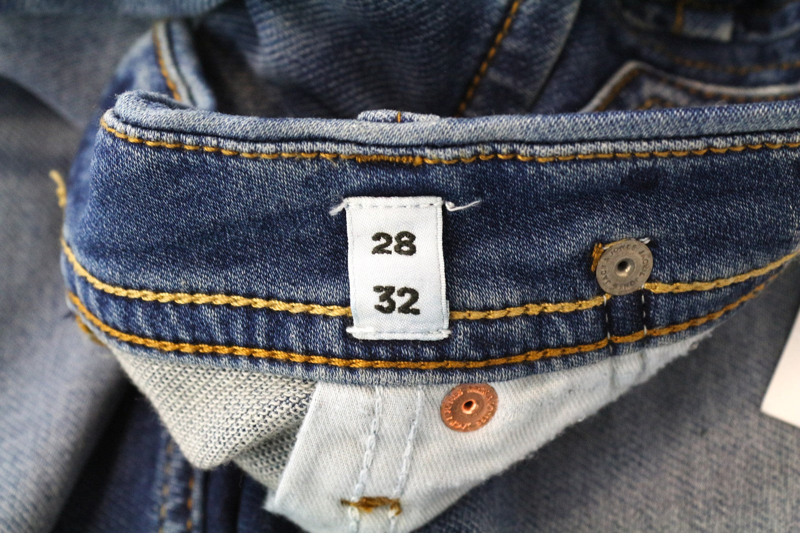 JACK & JONES Tim Men's Jeans W28/L32 Slim Straight Blue Stretch Cotton Denim