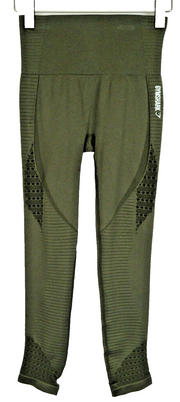 GYMSHARK Women M Green High-Waist Stretch Activewear Logo Sport Leggings