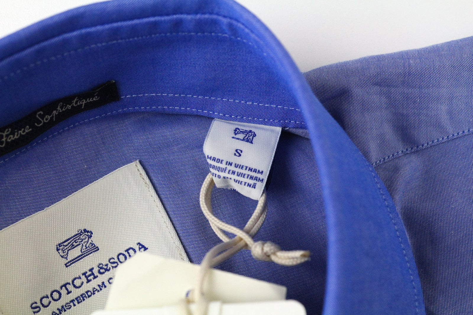 SCOTCH &amp; SODA Ams Couture vyriški marškinėliai S ploni mėlyni medvilniniai marškinėliai ilgomis rankovėmis su sagomis 