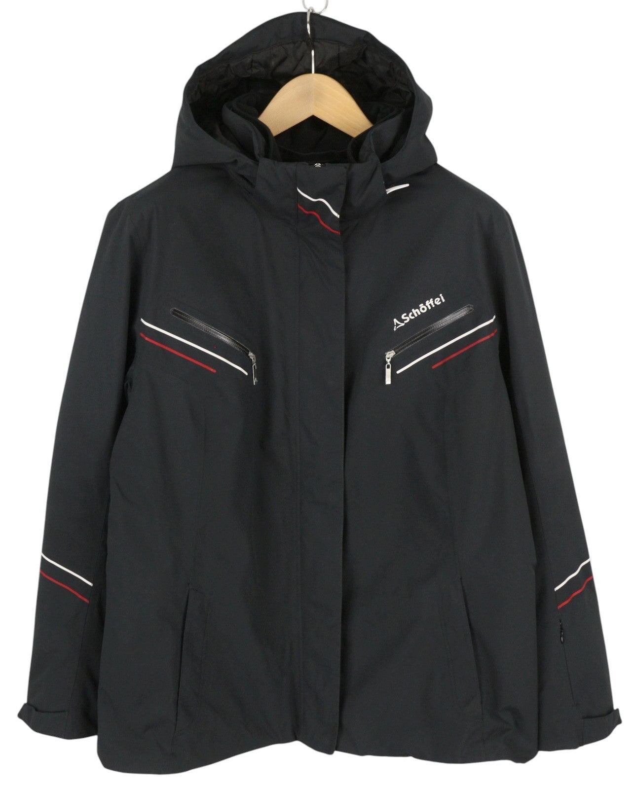 SCHOFFEL Ferry II moteriška slidinėjimo striukė, UK20, juoda, su gobtuvu, sniego sijonu 