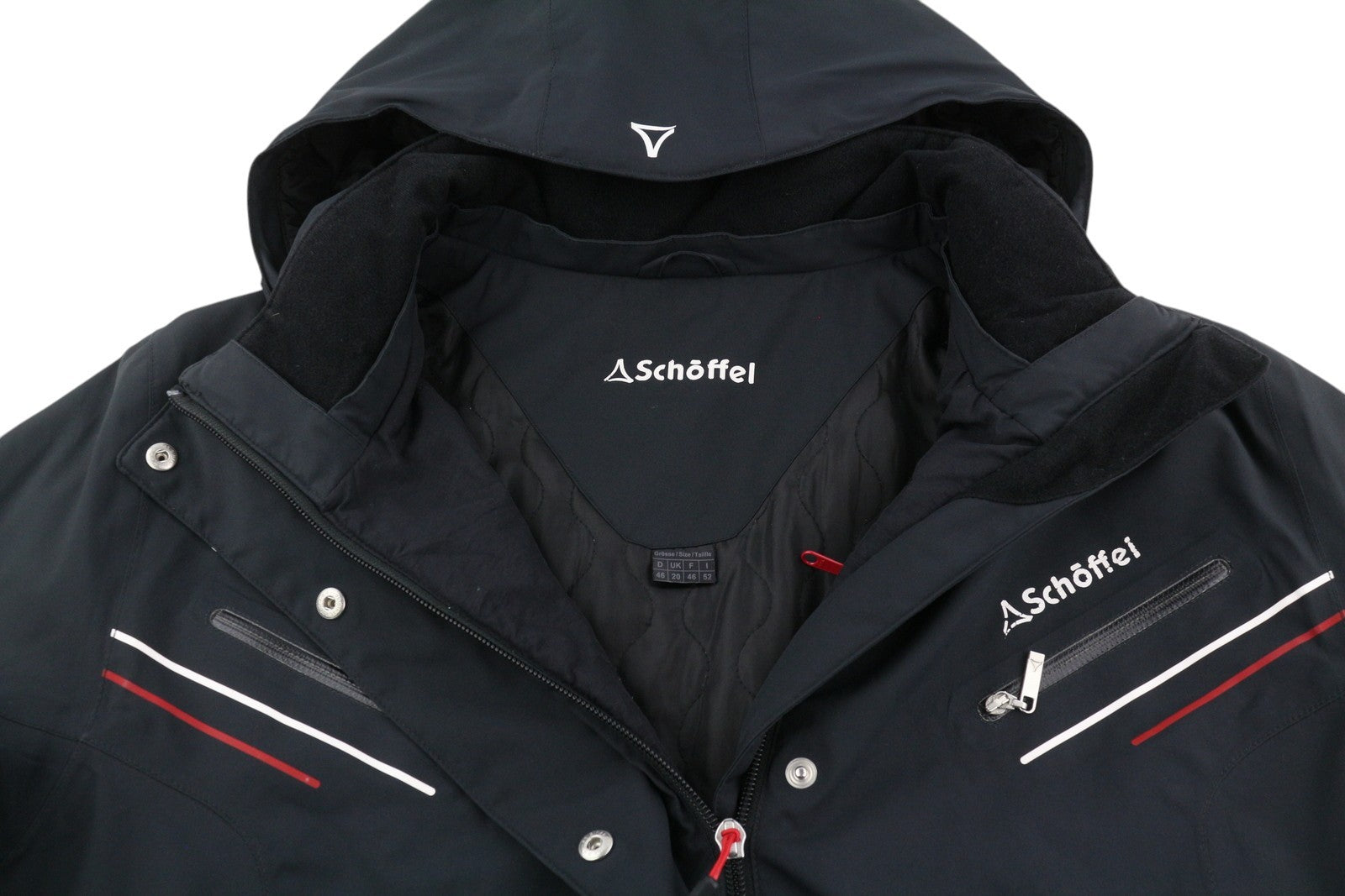 SCHOFFEL Ferry II moteriška slidinėjimo striukė, UK20, juoda, su gobtuvu, sniego sijonu 