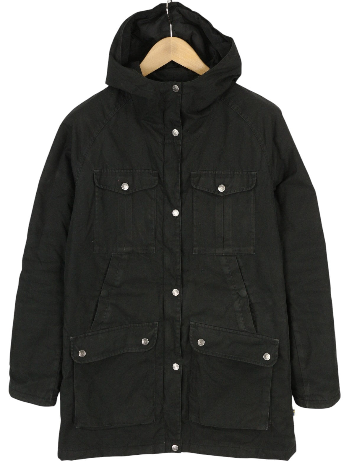 FJALLRAVEN 89259 - Greenland Parka moteriška striukė S, juoda, su gobtuvu, lengva 