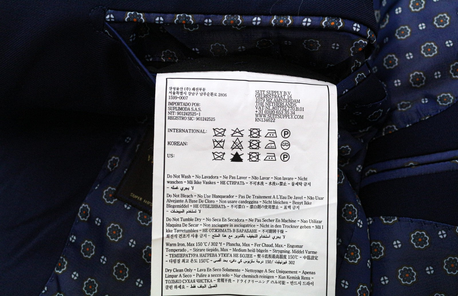 SUITSUPPLY La Spalla Men's Slim Wool Blazer UK36S Blue Perennial Super 110's