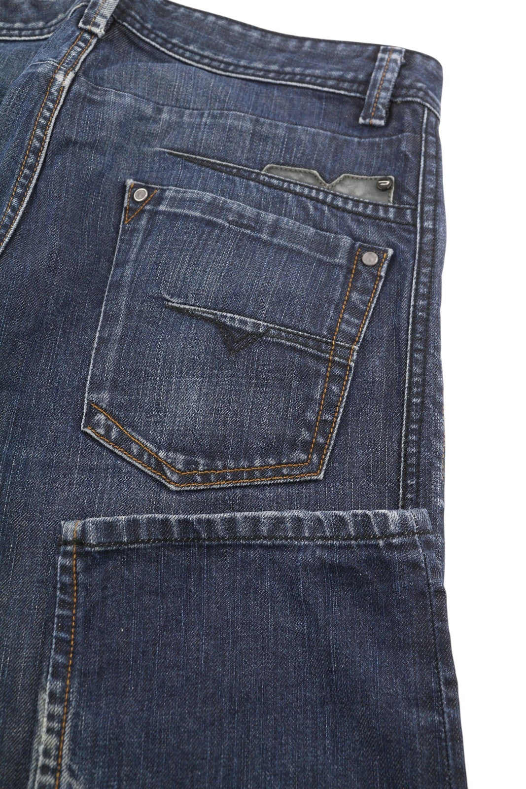 DIESEL Darron 0088Z Men Jeans W31/L34 Dark Blue Faded Straight Fit Button Denim