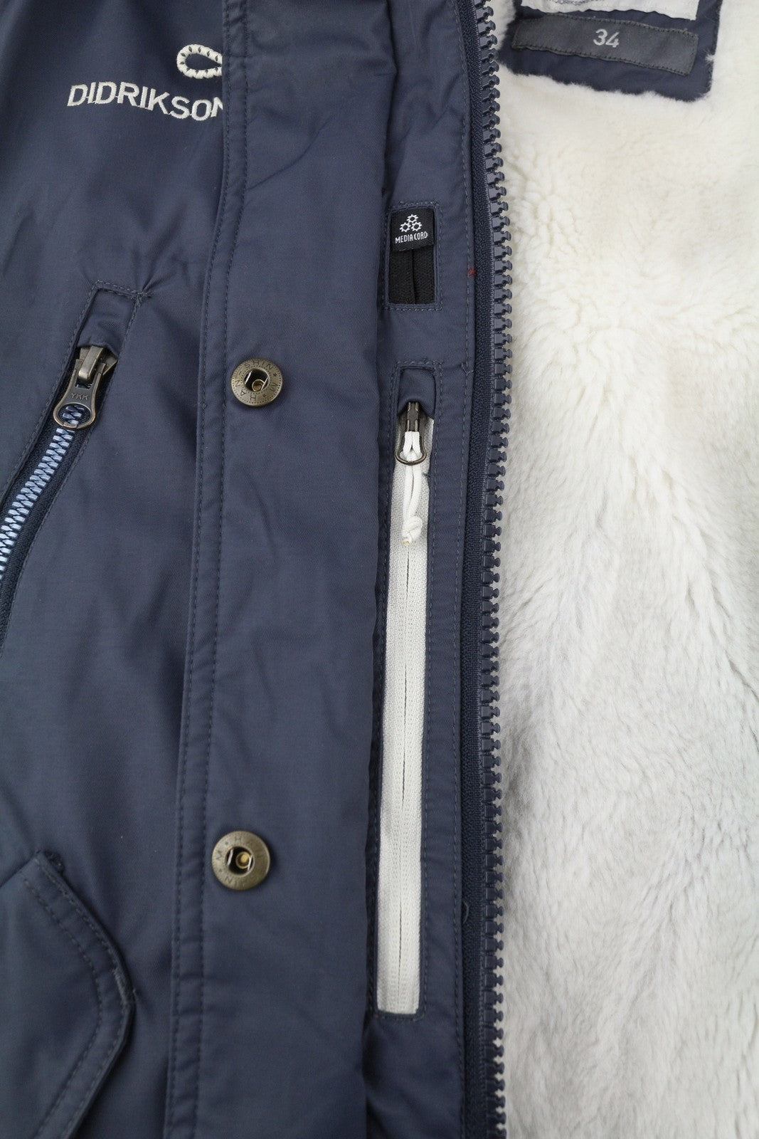 DIDRIKSONS Elsa Parka Women Jacket EU34 Blue Storm System Waterproof Mid-Length