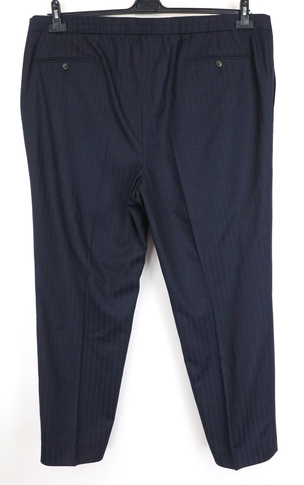 SUITSUPPLY Brescia Men's Navy Trousers UK50R Slim Wool Herringbone Flat-Front