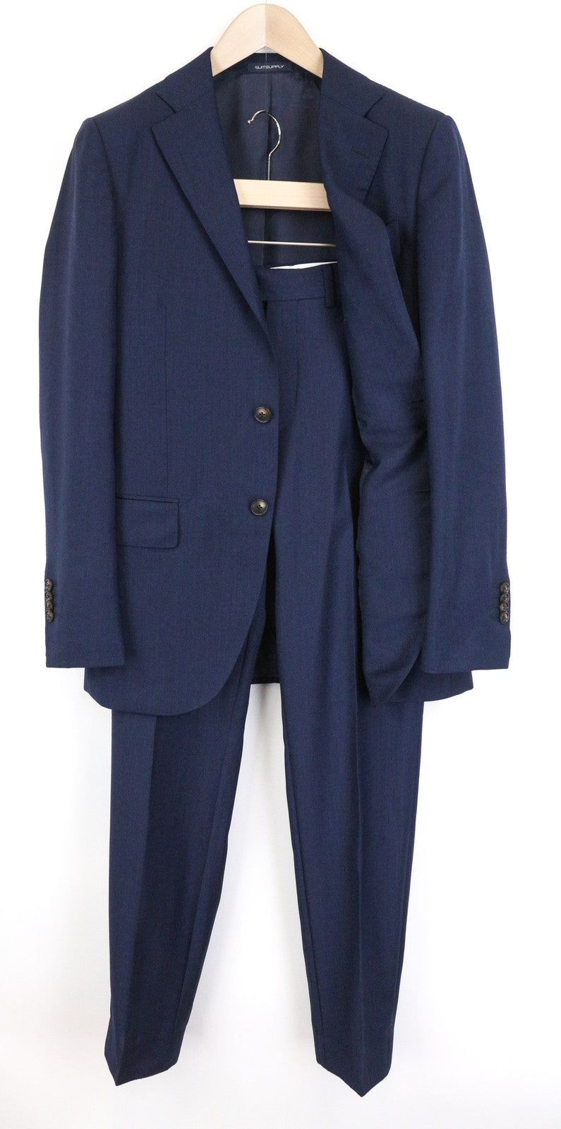 SUITSUPPLY Lazio vyriškas kostiumas UK36R plonas vilnonis kostiumas S110s dviejų dalių mėlynas melanžas 