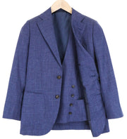 SUITSUPPLY La Spalla Men's Blazer UK32R Slim Blue Wool Silk Linen Melange