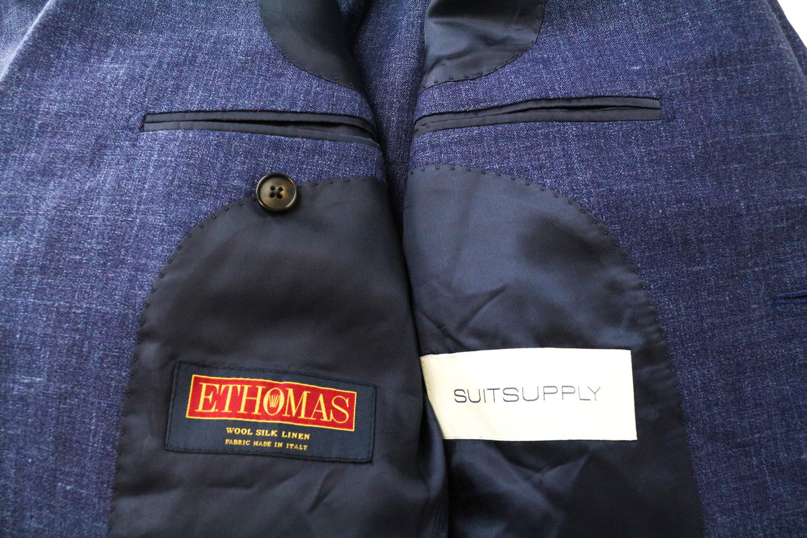 SUITSUPPLY La Spalla Men's Blazer UK32R Slim Blue Wool Silk Linen Melange