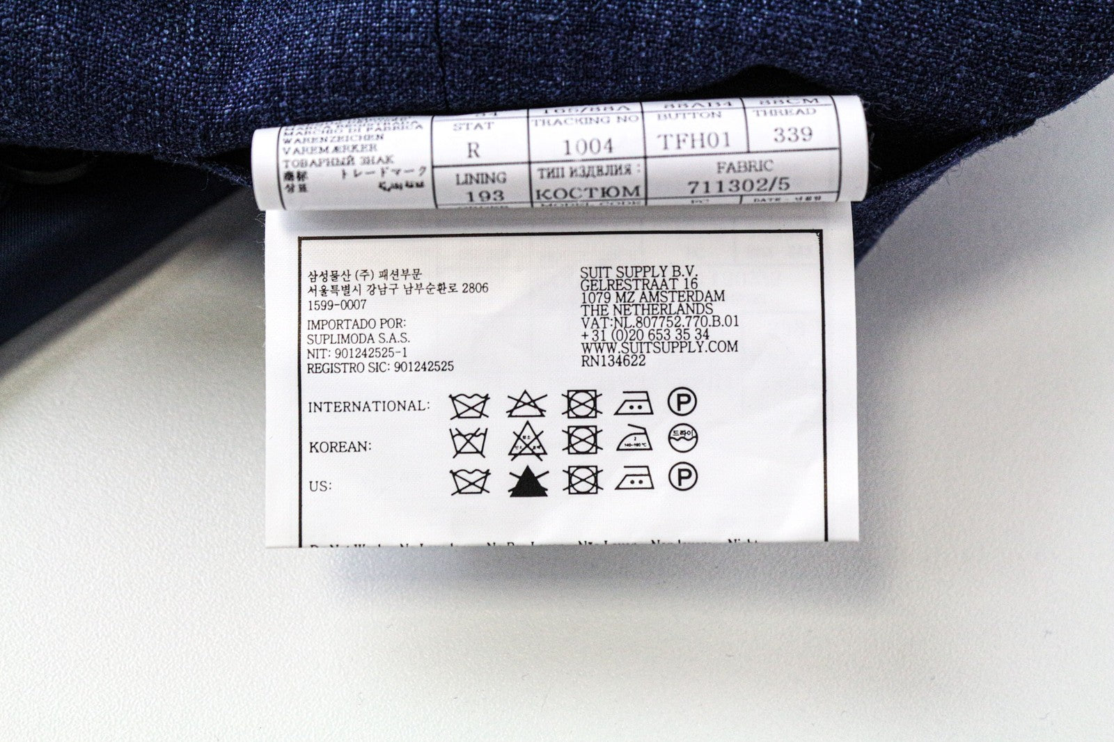 SUITSUPPLY La Spalla Men's Blazer UK32R Slim Blue Wool Silk Linen Melange