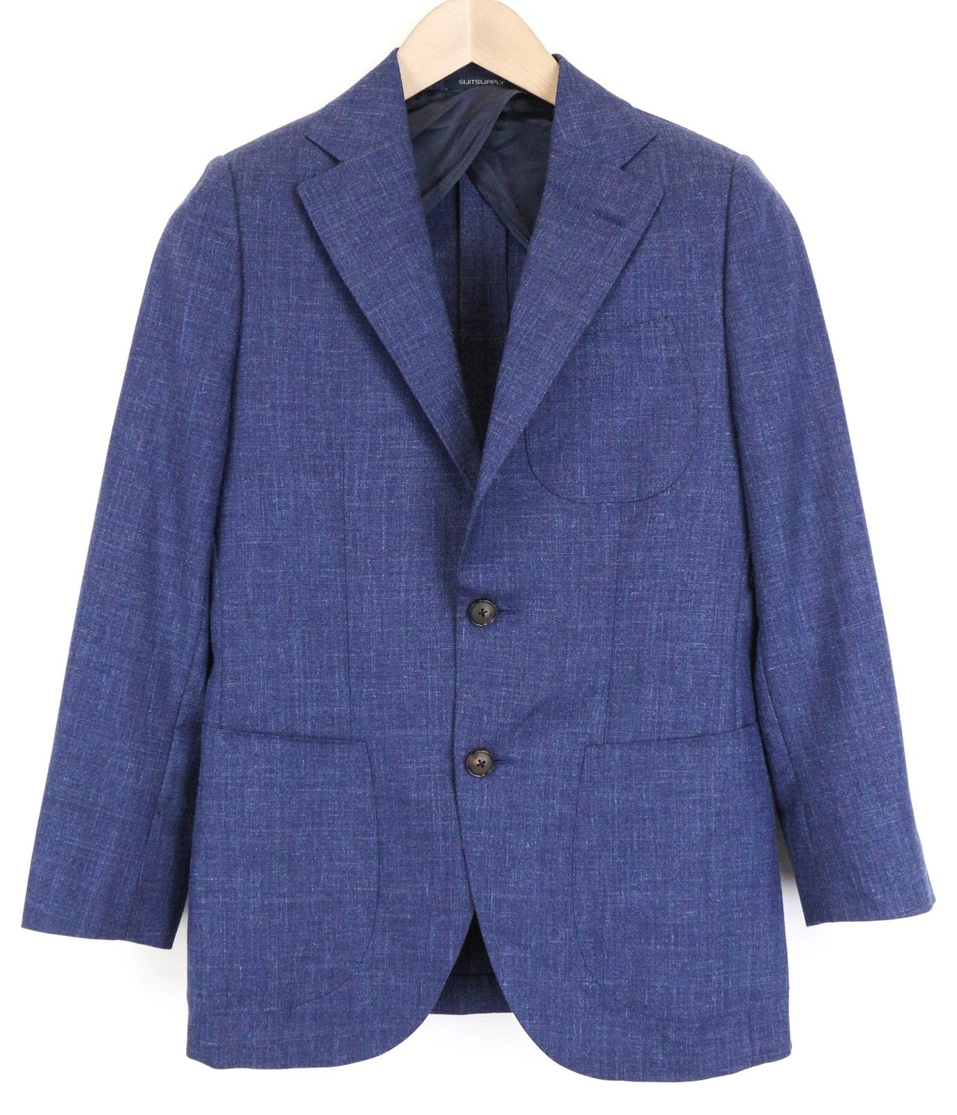 SUITSUPPLY La Spalla Men's Blazer UK32R Slim Blue Wool Silk Linen Melange