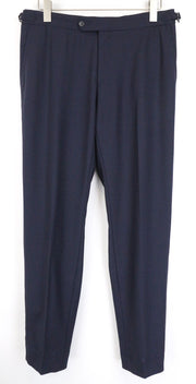 SUITSUPPLY Soho vyriškos kelnės UK34R mėlynos vilnos, plonos, klostuotos priekyje, pamušalu 