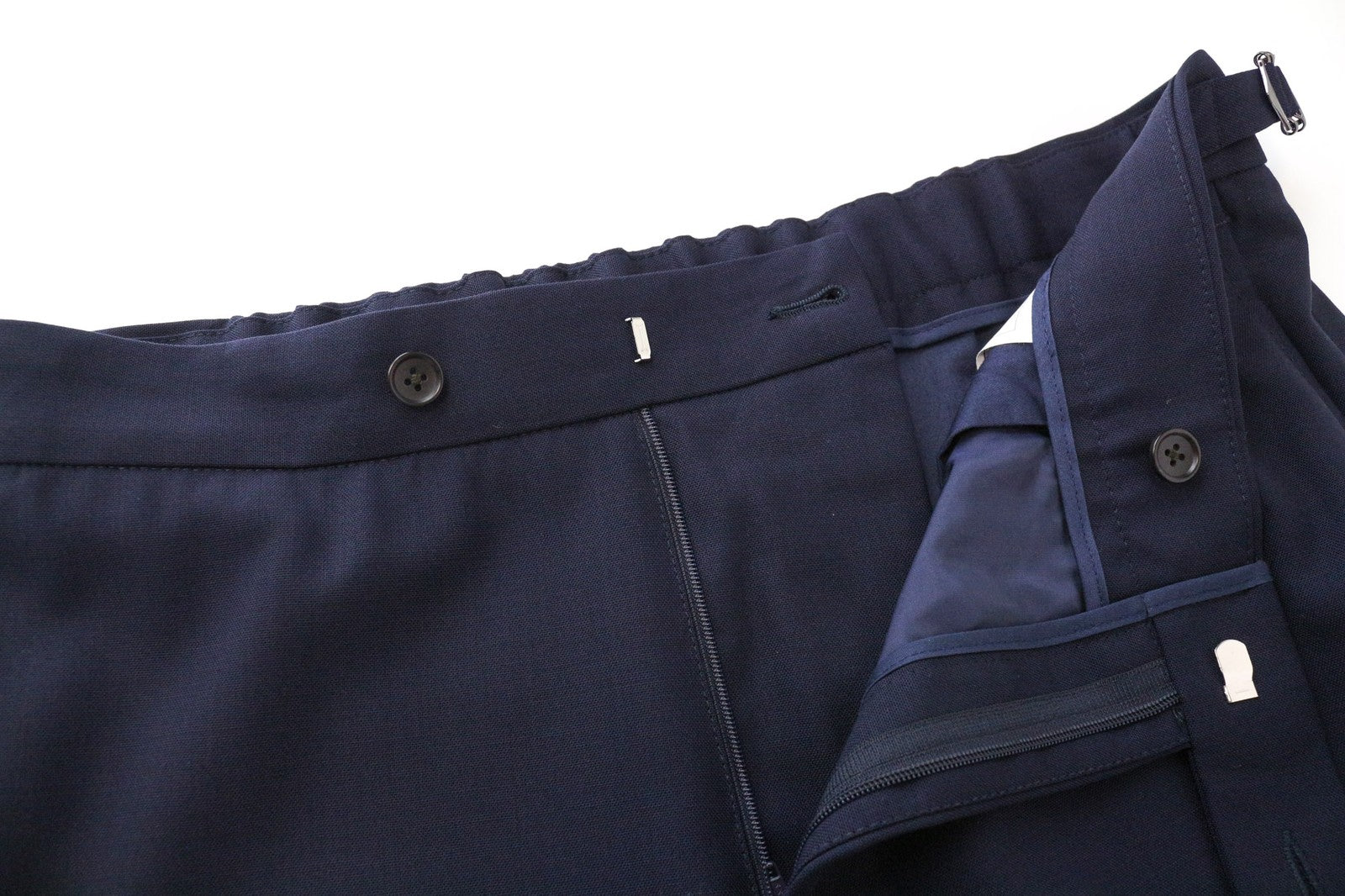 SUITSUPPLY Soho vyriškos kelnės UK34R mėlynos vilnos, plonos, klostuotos priekyje, pamušalu 