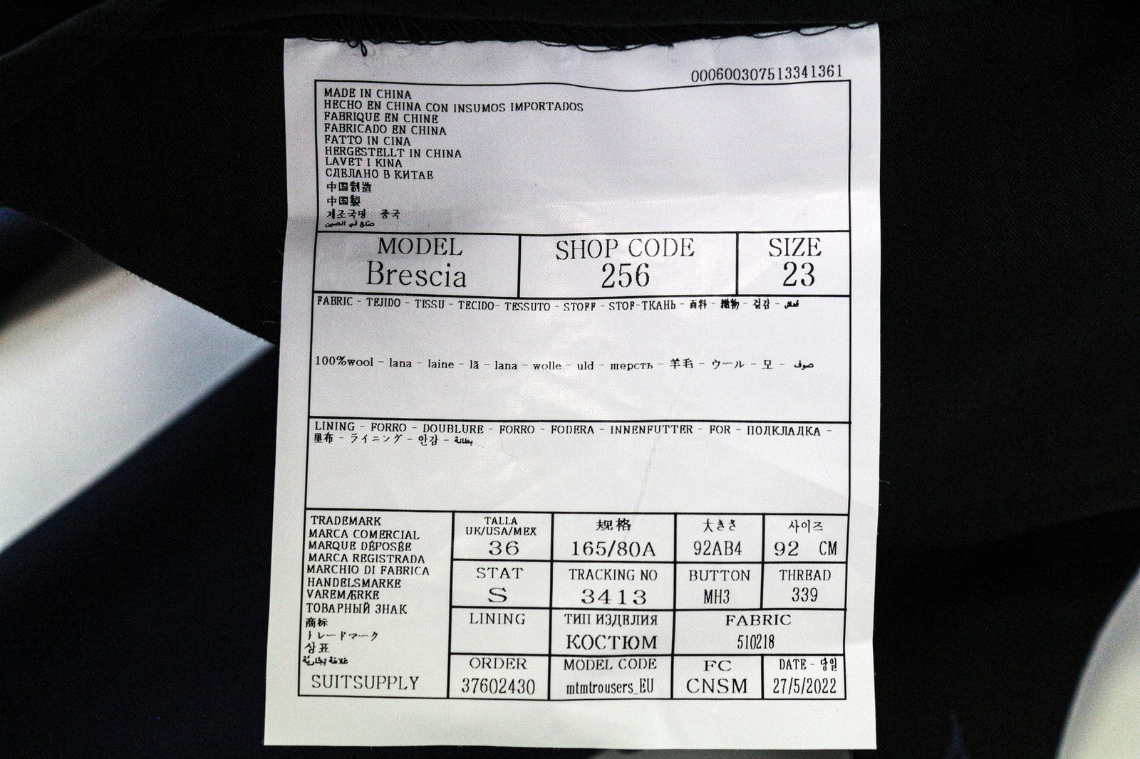 SUITSUPPLY Brescia Men's Trousers UK36S Blue Pure Wool Pleated Formal