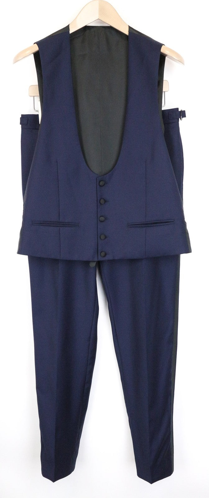 SUITSUPPLY U-neck Men's Suit UK38R Wool Blue 2Pc with Trousers Waistcoat Formal