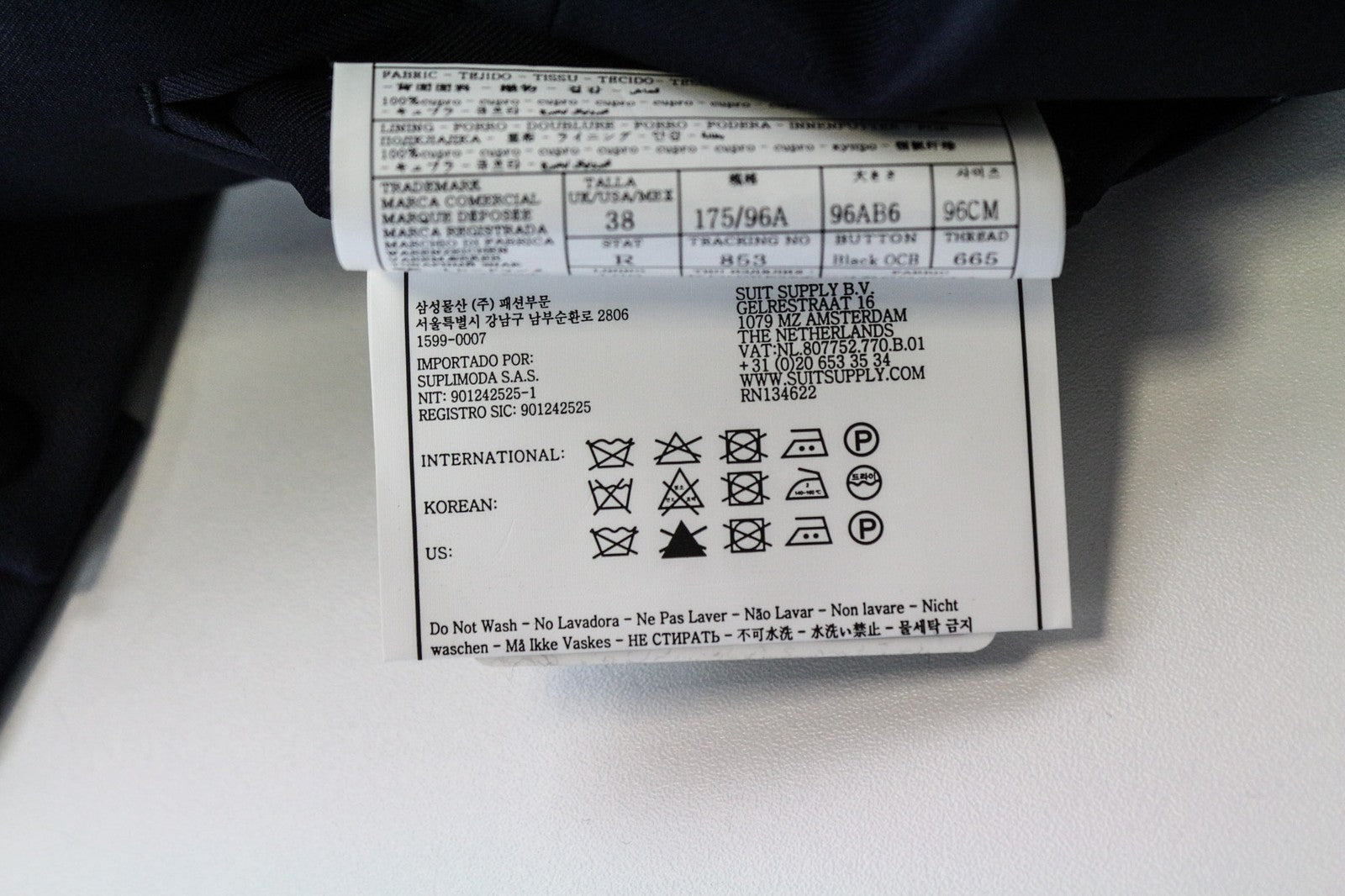 SUITSUPPLY U-neck Men's Suit UK38R Wool Blue 2Pc with Trousers Waistcoat Formal