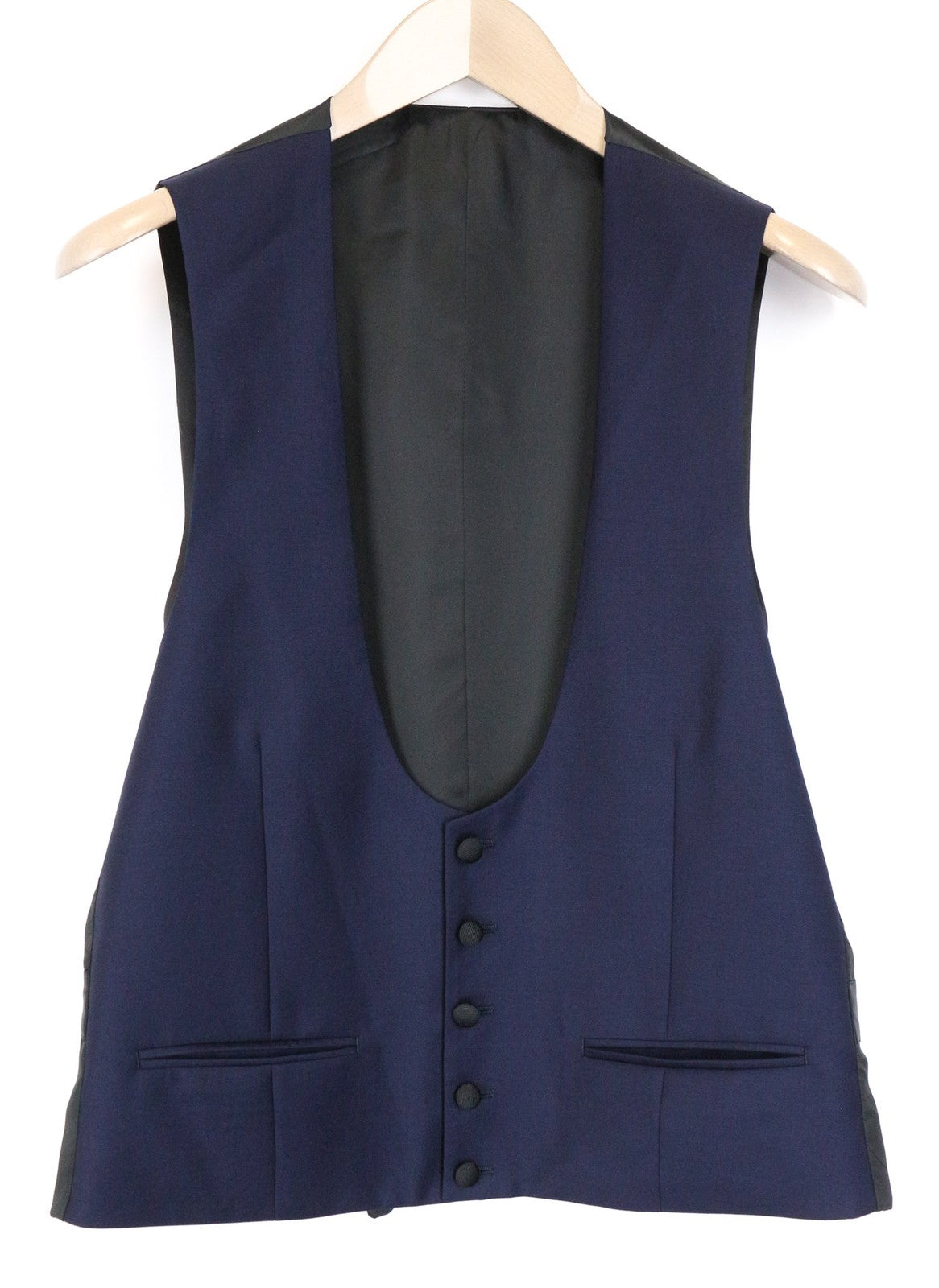 SUITSUPPLY U-neck Men's Suit UK38R Wool Blue 2Pc with Trousers Waistcoat Formal