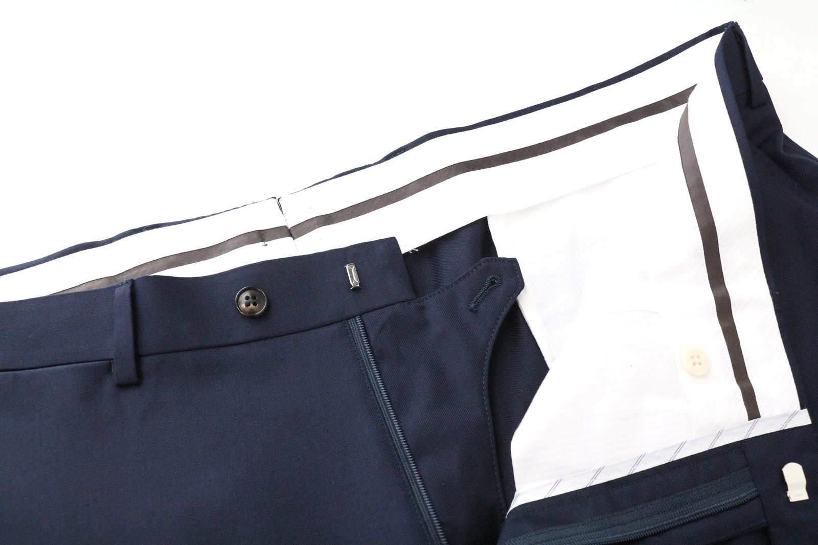 SUITSUPPLY Brescia Men's Trousers UK50R Wool Dark Blue Pleated Classic Look