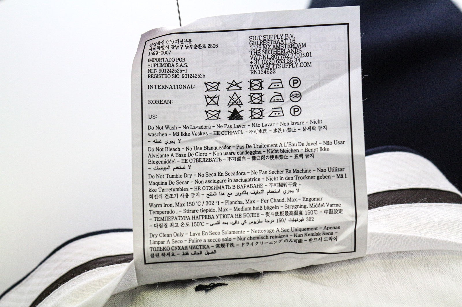 SUITSUPPLY Brescia Men's Trousers UK50R Wool Dark Blue Pleated Classic Look