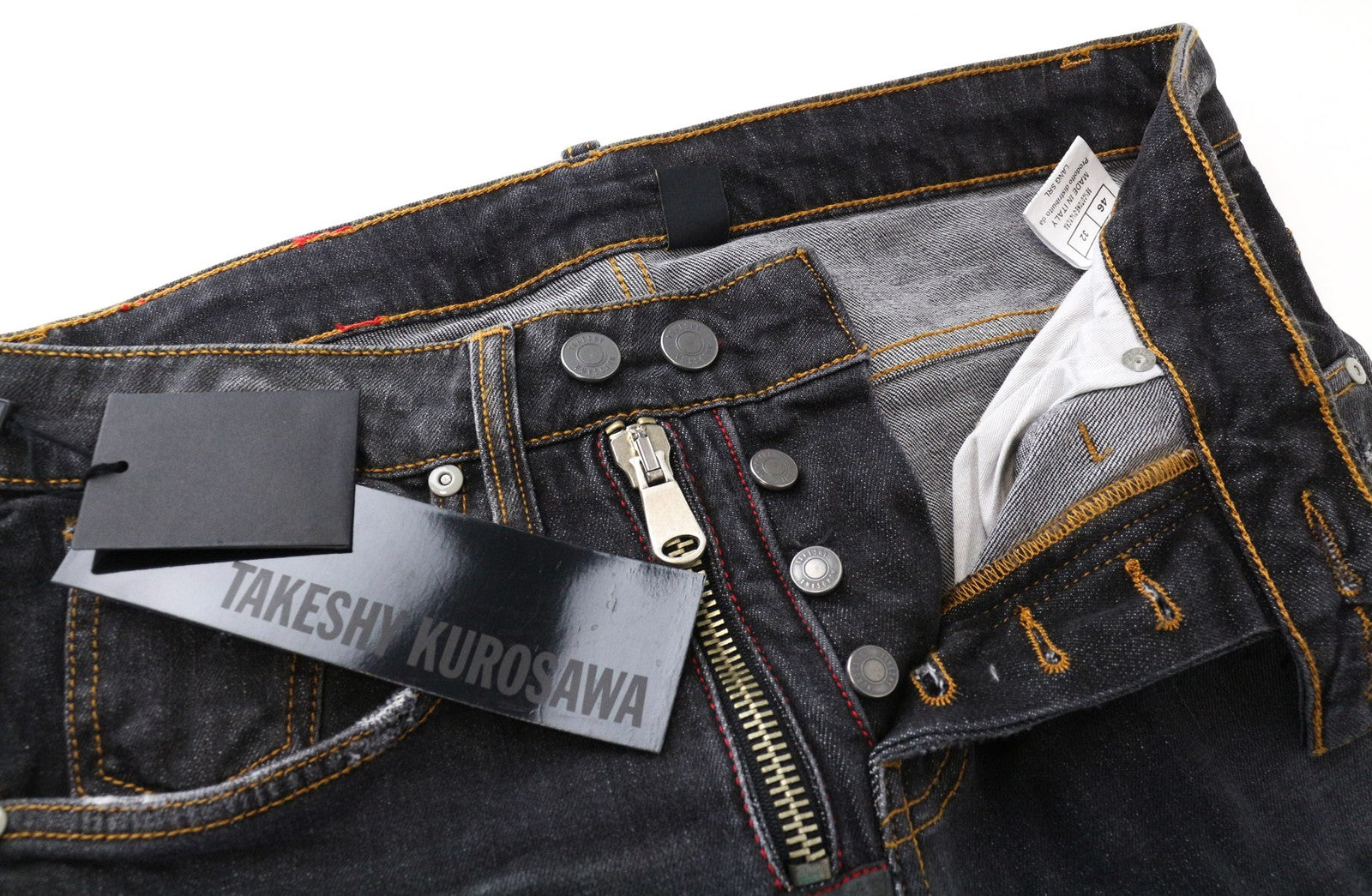 TAKESHY KUROSAWA vyriški džinsai W32 Slim pilki dažytos medvilnės tamprūs skalbti džinsai