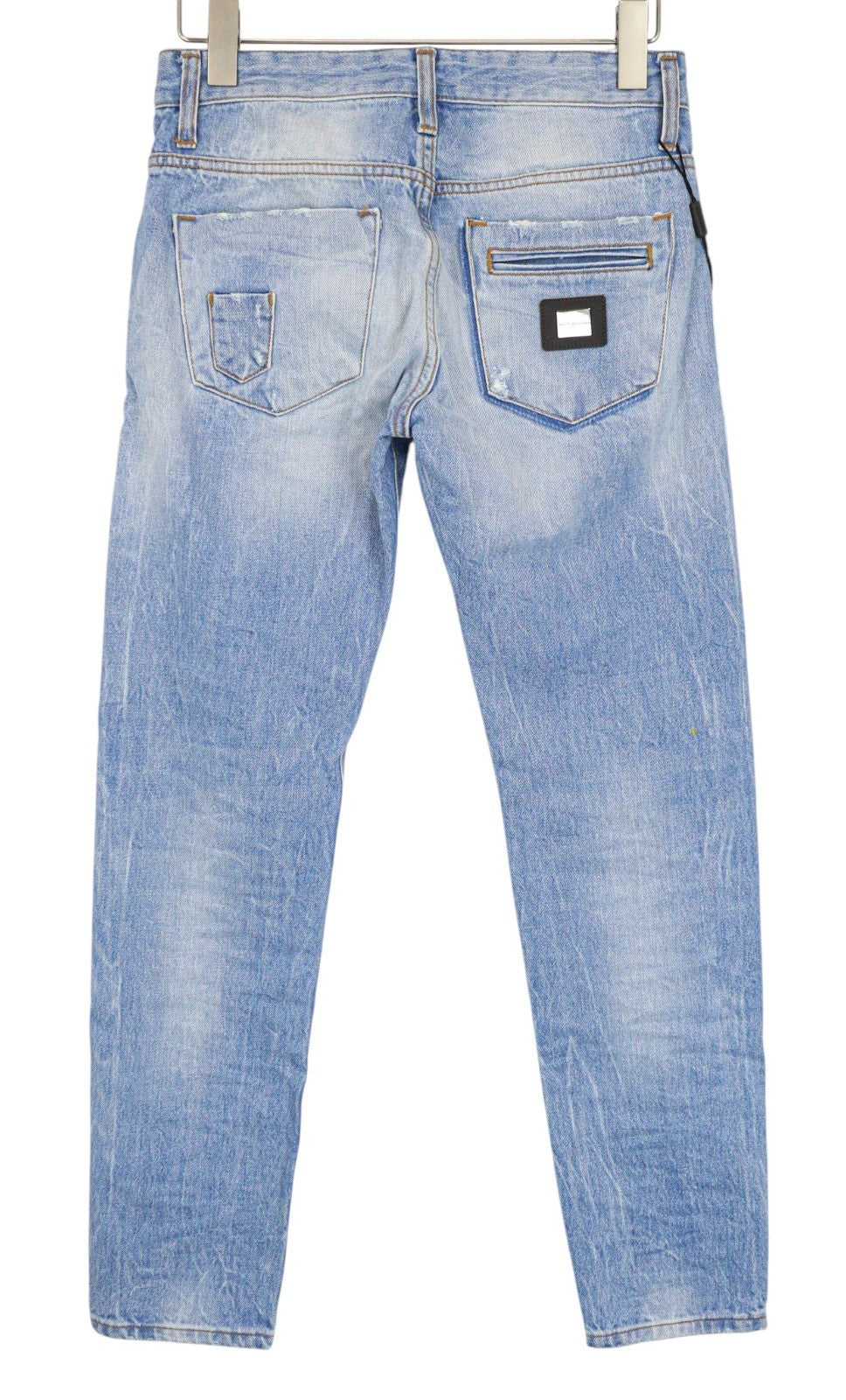 TAKESHY KUROSAWA Men's Jeans W30 Slim Fit Blue Painted Pure Cotton Washed