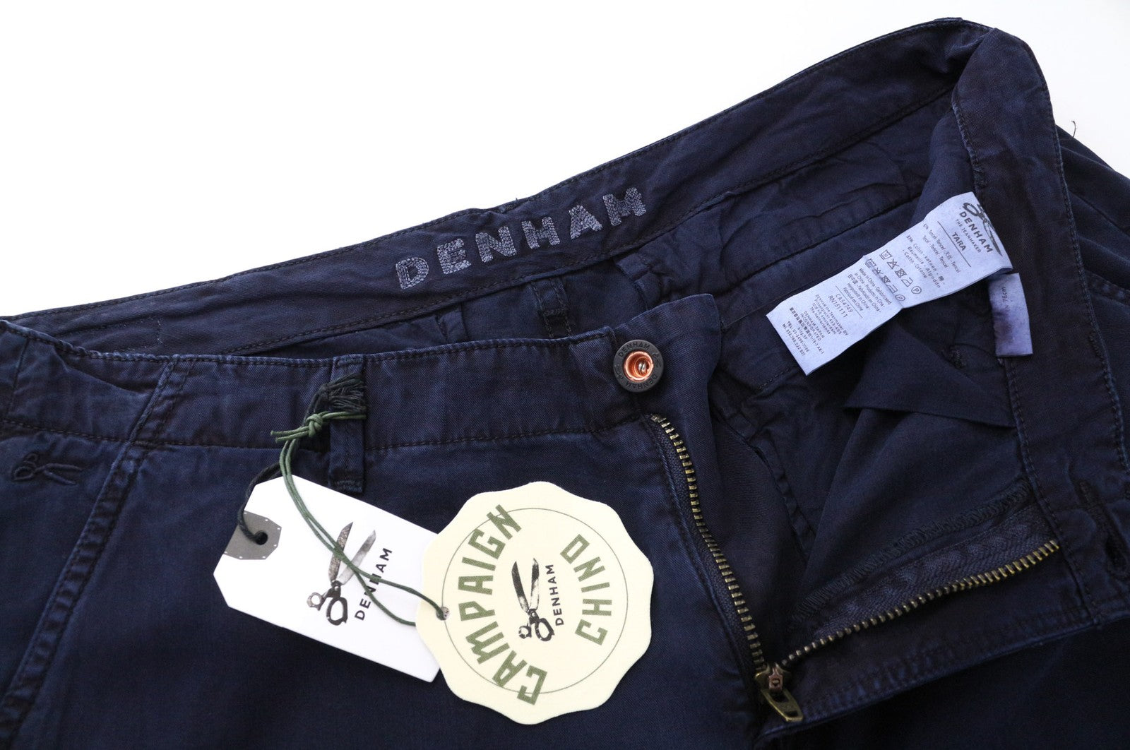 DENHAM Tara moteriškos kelnės W28/L30 tamsiai mėlynos medvilnės mišinio laisvo kirpimo laisvalaikio krovininės kelnės 