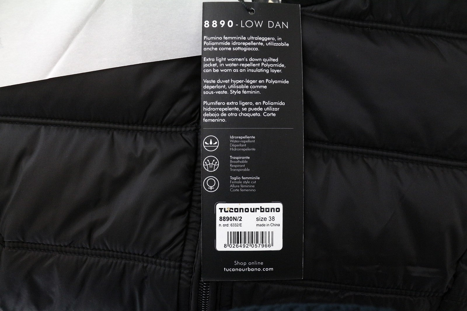 TUCANO URBANO moteriška striukė su žemu Dan sluoksniu, IT38, juoda, vandeniui atspari, termo striukė su užtrauktuku 