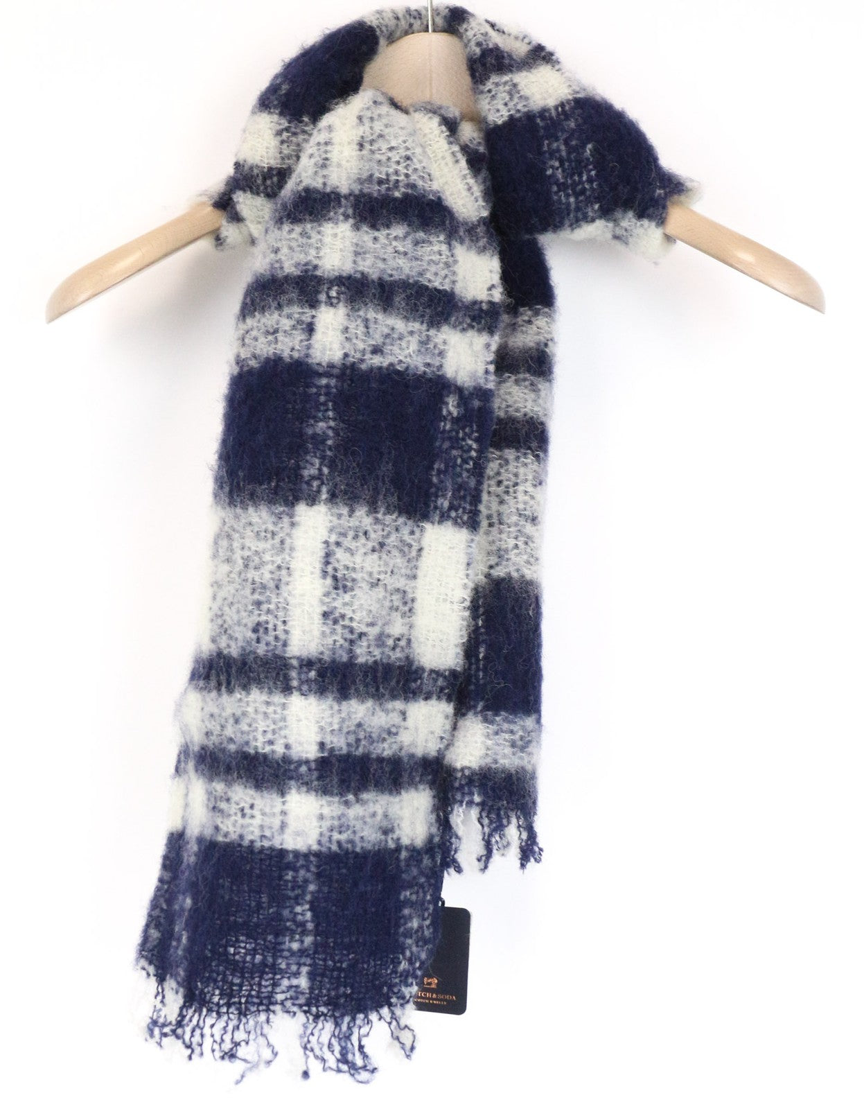 SCOTCH R'BELLE moteriškas šalikas OS mėlynas languotas raštas laisvalaikio pavasario rudens apranga 