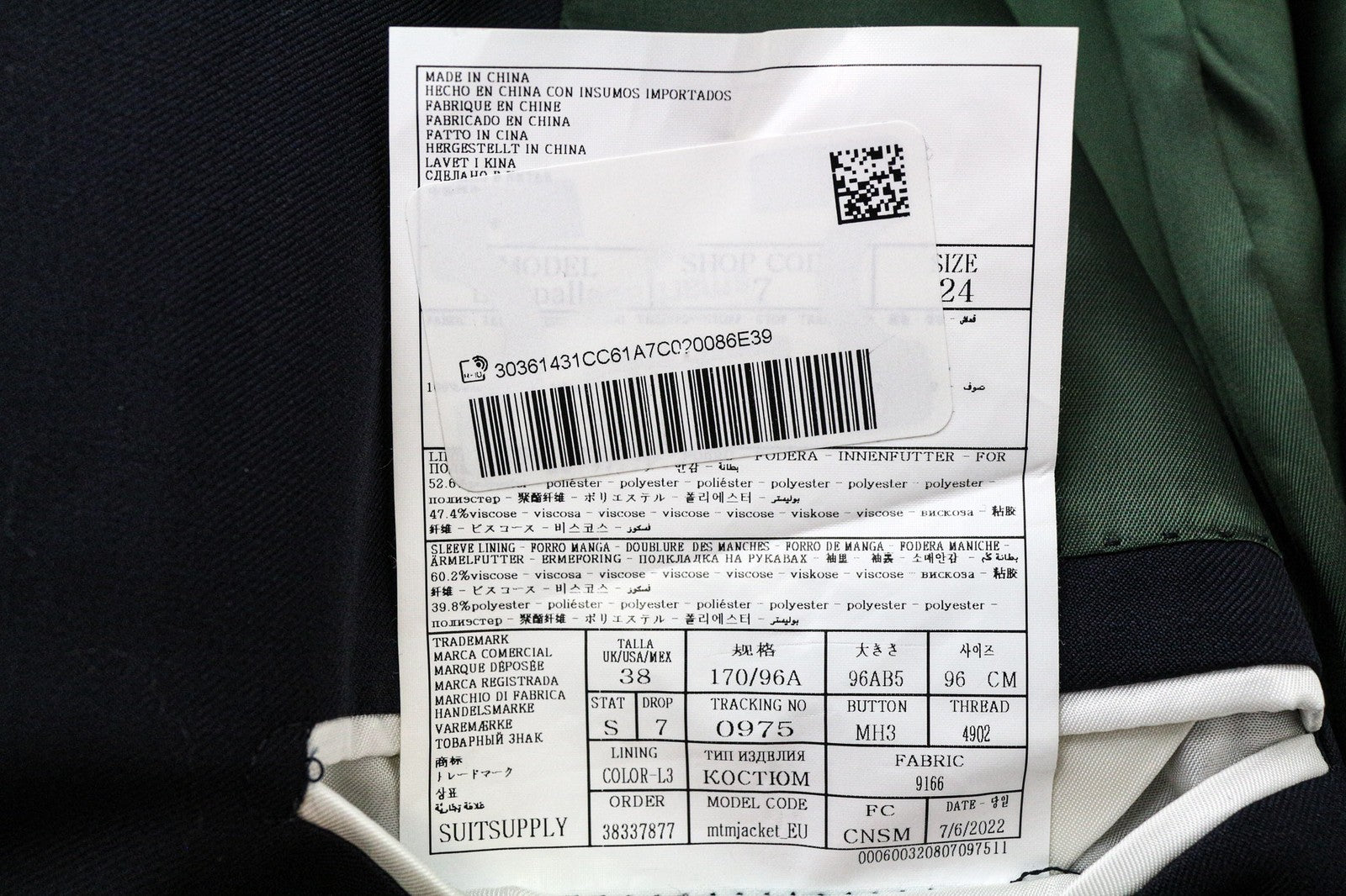 SUITSUPPLY La Spalla Men's Blazer UK38S Blue Wool Single-Breasted Lined Jacket